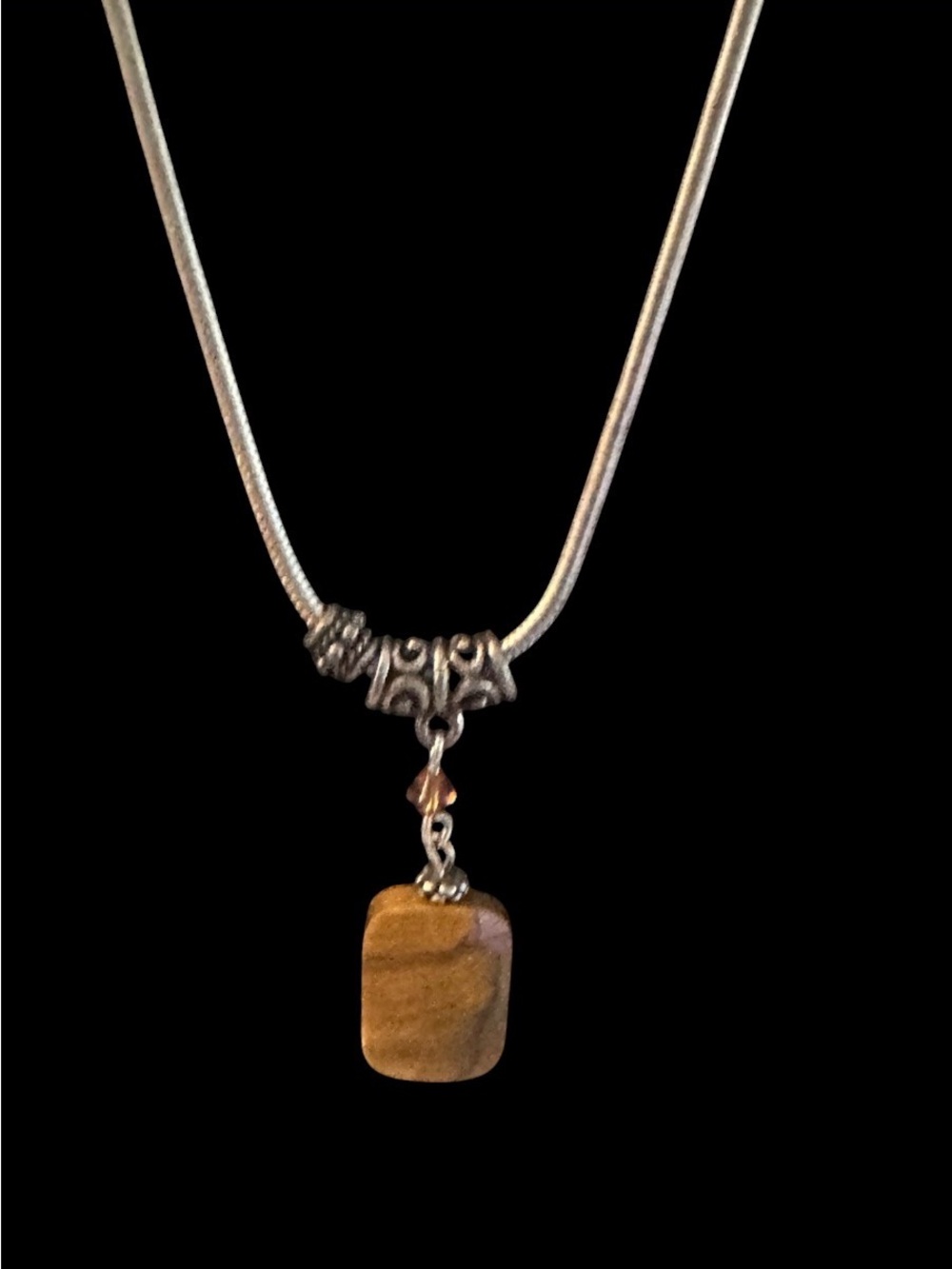 Vintage Avon Necklace  with faceted Brown Tiger's Eye Pendant